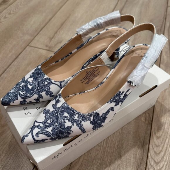 Milan Floral Print Slingback Heels - Picture 1 of 2